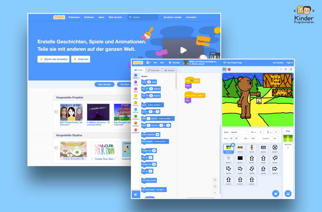 Kinder lernen online Programmieren mit Scratch